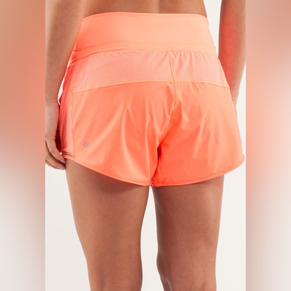 Lululemon Run: Pace Short- Pop Orange/Wagon Stripe Pop Orange/ Size 6 (FLAWED) - Picture 2 of 11